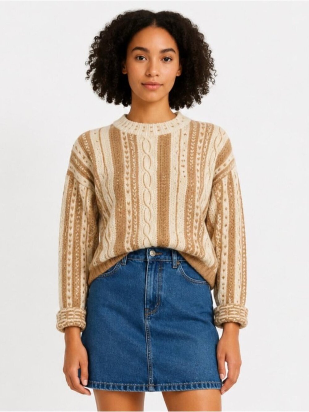 Esprit Vintage Oversized Cowl Neck Chunky Cable Knit Sweater